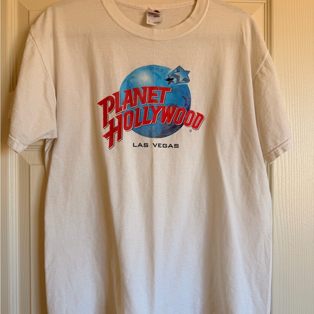 Vintage Planet Hollywood Las Vegas White T-Shirt 100% Cotton EUC Unisex Large